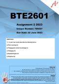 BTE2601 Assignment 2 2023 Unique Number: 706427 Due Date: 22 June 2023 QUESTION 1 1.1. In your own words describe the following terms: a) Rote Learning (2) b) Pedagogical content knowledge (2) c) Pedagogy (2) d) Epistemologies (2) e) Empirical (2) This st