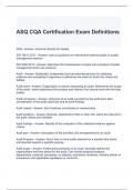 ASQ CQA Certification Exam Definitions Questions and Answers