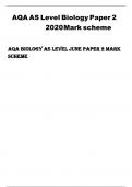 AQA AS Level Biology Paper 2 2020 Mark scheme   