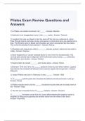 Pilates Exam Review Questions and Answers 100%