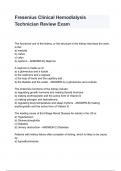 Fresenius Clinical Hemodialysis Technician Review Exam questions and answers 