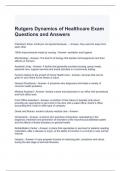 Rutgers Dynamics of Healthcare Exam Questions and Answers