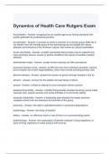 Dynamics of Health Care Rutgers Exam with complete solutions