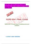 NRNP 6541 Final Exam (3 Versions, 300 Q & A, Latest-2022/2023) / NRNP 6541N Final Exam / NRNP6541 Final Exam / NRNP-6541N Final Exam: Walden University | 100% Verified Q & A |