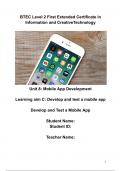 Btec level 2 it unit 8 Mobile Apps LAC  - Distinction Grade 