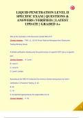 LIQUID PENETRATION LEVEL II  SPECIFIC EXAM | QUESTIONS &  ANSWERS (VERIFIED) | LATEST  UPDATE | GRADED A+LIQUID PENETRATION LEVEL II  SPECIFIC EXAM | QUESTIONS &  ANSWERS (VERIFIED) | LATEST  UPDATE | GRADED A+