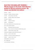 NLN PAX VOCABULARY WORDS | Words based on the book "NLN Review guide for RN pre-entrance Exam" By Jones and Bartlett 3rd edition