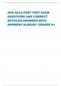 AHA ACLS POST TEST EXAM QUESTIONS AND CORRECT  DETAILED ANSWERS WITH  ANSWERS ALREADY GRADED A+