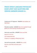 PRAXIS SPEECH LANGUAGE PATHOLOGY  EXAM LATEST 2024 QUESTIONS AND  VERIFIED ANSWERS GRADED A+ Components of VF ligament - ANSWER-Intermediate and  deep layers Phonation quotient - ANSWER-Rate of air expelled through  glottis per second during sustained pho