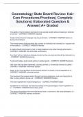 Cosmetology State Board Review: Hair  Care Procedures/Practices| Complete  Solutions| Elaborated Question &  Answer| A+ Graded