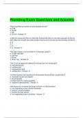 Plumbing Exam Questions and Answers- Graded A