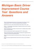 Michigan Basic Driver Improvement Course Test Questions and Answers