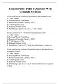 Clinical Patho- Pulm 1 Questions With Complete Solutions