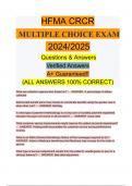 HFMA CRCR MULTIPLE CHOICE EXAM 2024/2025 Questions & Answers Verified Answers A+ Guaranteed!! (ALL ANSWERS 100% CORRECT)