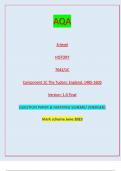 AQA A-level HISTORY 7042/1C Component 1C The Tudors: England, 1485-1603 Version: 1.0 Final IB/M/Jun23/E6 7042/1C A-level HISTORY Component 1C The Tudors: England, 1485–1603//QUESTION PAPER & MARKING SCHEME/ [MERGED] Marl( scheme June 2023