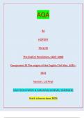 AQA AS HISTORY 7041/2E The English Revolution, 1625–1660 Component 2E The origins of the English Civil War, 1625– 1642 Version: 1.0 Final IB/M/Jun23/E3 7041/2E AS  HISTORY The English Revolution, 1625–1660// QUESTION PAPER & MARKING SCHEME/ [MERGED] Marki