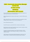 CAM - Community Association Manager  License GA In-class activity Questions and Answers 100% Correct