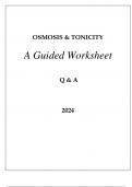 OSMOSIS & TONICITY A GUIDED WORKSHEET Q & A 2024