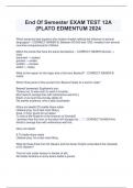 End Of Semester EXAM TEST 12A  (PLATO EDMENTUM 2024