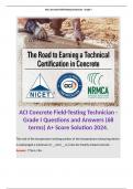 ACI Concrete Field-Testing Technician - Grade I Questions and Answers (68 terms) A+ Score Solution 2024. 