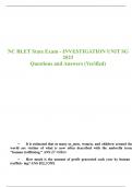 NC BLET State Exam - INVESTIGATION UNIT SG 2023/2024 Question & Answers 100% Correct!!