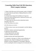 Counseling Skills Final Fall 2024 Questions With Complete Solutions