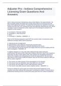 Adjuster Pro - Indiana Comprehensive Licensing Exam Questions And Answers. 