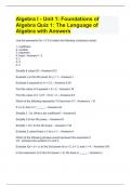 Algebra I - Unit 1: Foundations of Algebra Quiz 1: The Language of Algebra with Answers