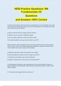 HESI Practice Questions: RN  Fundamentals V2 Questions  and Answers 100% Correct