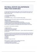 PSI REAL ESTATE SALESPERSON PRACTICE EXAM 2023/2024 QUESTIONS AND ANSWERS