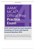 MCAT AAMC Psych/Soc Exam Questions Containing 112 Terms with Expertly Answered Questions 2024. 