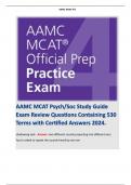 AAMC MCAT Psych/Soc Study Guide Exam Review Questions Containing 530 Terms with Certified Answers 2024. 
