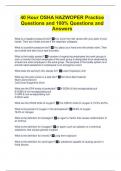 40 Hour OSHA HAZWOPER Practice  Questions and 100% Questions and  Answers