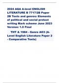 2024 AQA A-level ENGLISH  LITERATURE B 7717/2B Paper  2B Texts and genres: Elements  of political and social protest  writing Mark scheme June 2023  Version: 1.0 Final   THT & 1984 - Genre AO3 (ALevel English Literature Paper 2  - Comparative Texts)