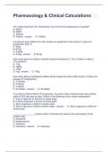Pharmacology & Clinical Calculations Questions and Answers 2024