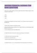 AWHONN Perinatal Nursing Item 346 Bank Questions With 100% Correct Answers|89 Pages|2024