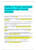 CDFM 3.1 Fiscal Law Exam Questions with Correct Answers