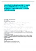 Certified Medication Aide Practice Exam(CMA Written Exam Prep) Question with Complete Verified Solution 2024