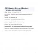 MDA Chapter 48 General Dentistry VOCABULARY WORDS EXAM QUESTIONS WITH CORRECT ANSWERS