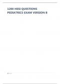 1200 HESI QUESTIONS PEDIATRICS EXAM VERSION B