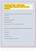 CCA Exam Prep from AHIMA, Exam  Review Questions and answers, rated A/ Examminable Questions and answers For 2024/25.ated A++