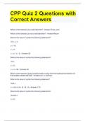 CPP Quiz 2 Questions with Correct Answers 