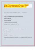 NHA Phlebotomy certification EXAM Questions and answers, rated A+/ Examminable Questions and answers For 2024/25. Rated A+