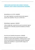 CRRN EXAM QUESTIONS AND CORRECT DETAILED  ANSWERS LATEST UPDATE 2024(VERIFIED ANSWERS) Rehabilitation Act of 1973 -ANSWER- first 'rights' legislation to prohibit discrimination against  people with disabilities. Precursor to ADA Title 1 Rehabilitati