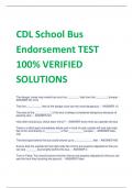 CDL School Bus  Endorsement TEST 100% VERIFIED  SOLUTIONS