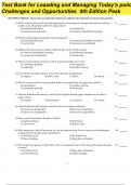 Complete Test Bank Managing and Leading Todays Police Challenges Best Practices Case Studies 4th Edition Peak Questions & Answers with rationales (Chapter 1-14)