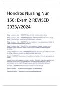 LATEST Hondros Nursing Nur 150: Exam 2 REVISED 2023//2024