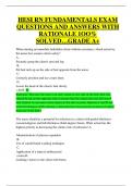 HESI RN FUNDAMENTALS EXAM QUESTIONS AND ANSWERS WITH  RATIONALE 1OO%  SOLVED…GRADE A+ 