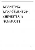 Summary -  Marketing Management 214 (MM214)