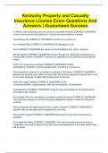 Kentucky Property and Casualty Insurance License Exam Questions And Answers | Guaranteed Success